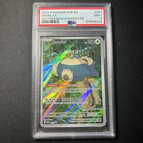 2023 POKEMON EN-151 ELITE TRAINER BOX #051 SNORLAX PSA 9 POKEMON CENTER STAMP