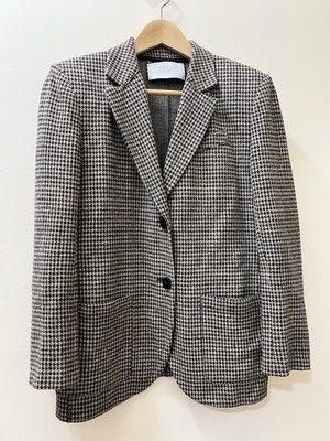 Harris Wharf London - Virgin Wool Black Check Pattern Coat Size 42 LuxuryVintage