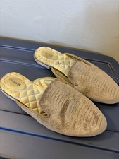 BIRDIES Phoebe Beige Velvet Slip On Mules 9 Slippers