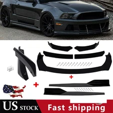 Front Bumper Lip Chin Spoiler Body Kit Splitter Side Skirt For Ford Mustang