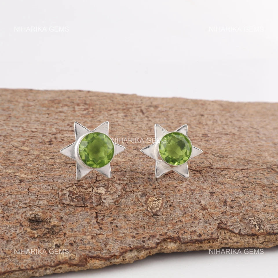 Peridotstein 925 Silberhaken Tochter Art Deco August Tropfen Verlobungsohrringe - Bild 4 von 4