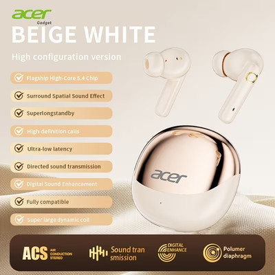 Acer TWS Wireless Earbuds   Deep Bass, Noise Cancelling, Long Battery, Sport