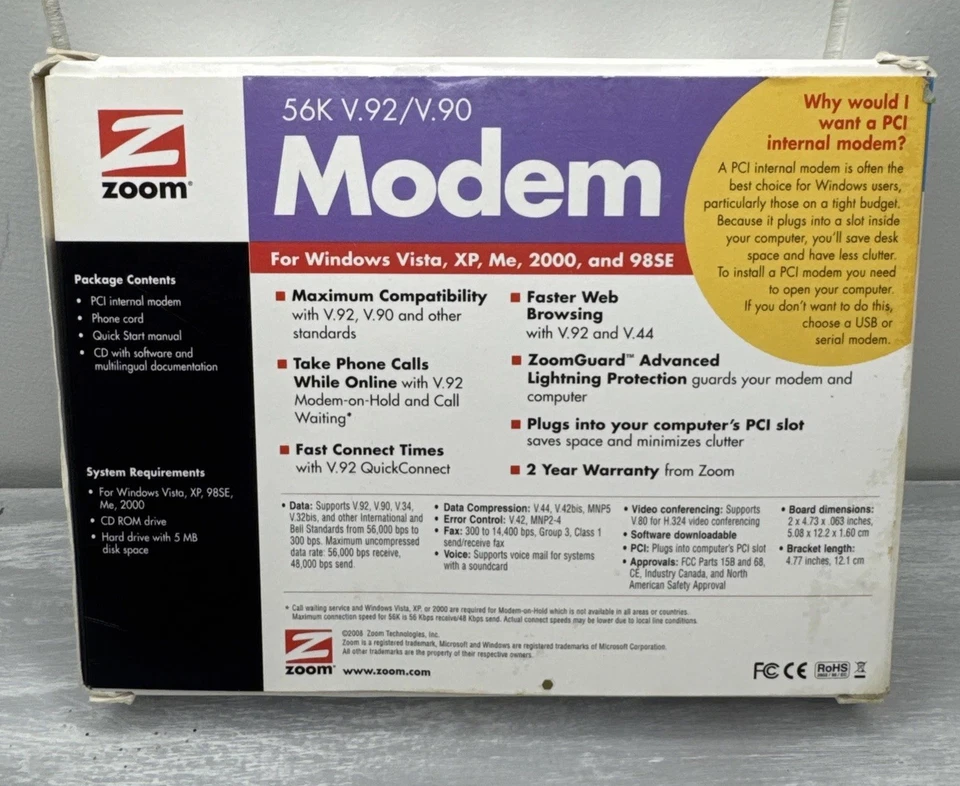 Zoom Model 3030 Data Fax Dial-Up 56K V.92 Internal USB Modem Open Box - Image 2 of 4