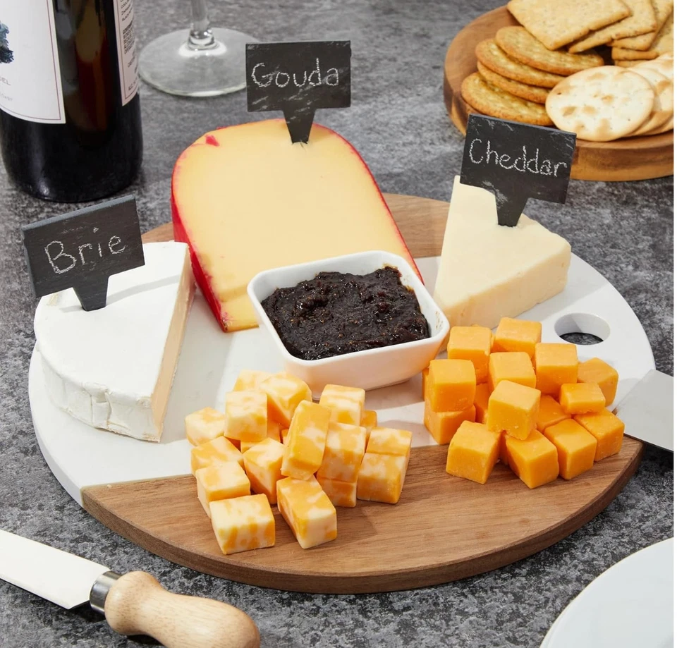 40 etiquetas de queso de pizarra con 6 tizas - letreros reutilizables para tablero de charcutería Foto 2 de 4