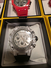 Invicta Bolt Men’s Quartz Chronograph Tachymeter Silver Dial Clear 50mm Box