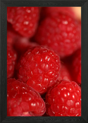 Rote Himbeeren Früchte Gerahmtes Wandbild Poster Leinwanddruck Bild