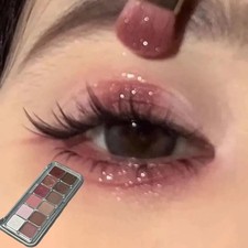 Glitter Eyeshadow Palette - Soft Matte Pink Brown Shades for Eye Contour