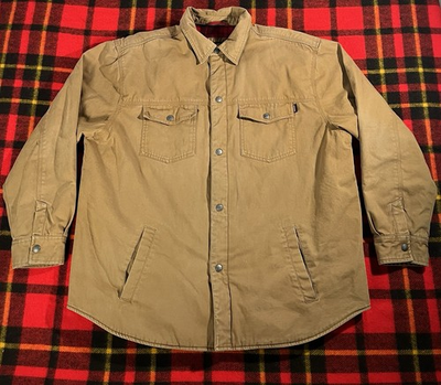 #ad #ad Craftsman Fleece Lined Work Jacket Snap Button Tan Canvas Men’s Size Large $20.99