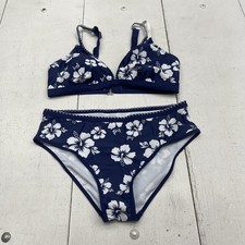 New Exclusive Everyday Bikini Swimsuit Set Womens Large Blue Floral 2 Piece