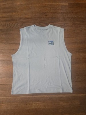 PUMA Men's Gray Logo Crew Neck Sleeveless Cotton Knit Tank Top Size L