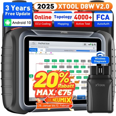 XTOOL D8W Profi OBD2 Auto Diagnosegerät Bidirektionales Topologie Map ECU Coding