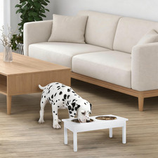 Wooden Elevated Dog Feeder Stand with 2 Stainless Steel Bowls - Easy Clean