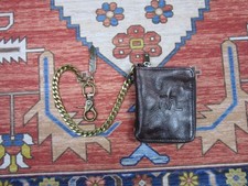 RRL Double RL Coffee Leather Card Holder Key Case with RL Logo With Chain