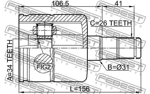 2311-TATLH DRIVESHAFT CV JOINT KIT TRANSMISSION END FRONT LEFT FEBEST NEW - Picture 3 of 6