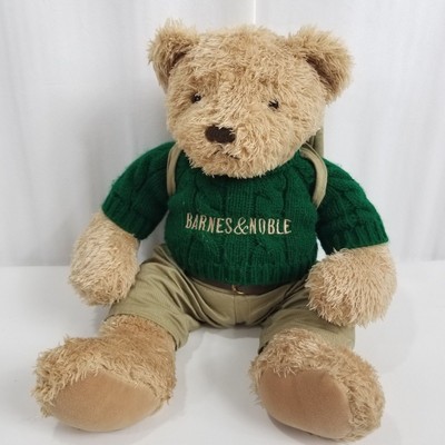 Barnes Noble Teddy Bear Barnsie 2003 Green Sweater Tan Pants