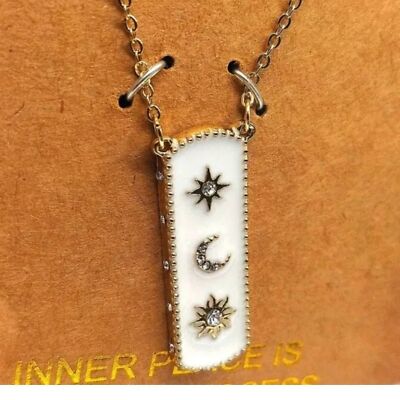 Rachel Roy Inner Peace Sun,Moon,Star Cubic Zirconia Necklace-Boxed