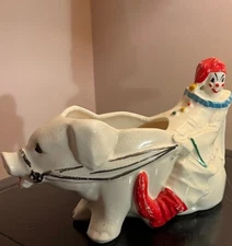 McCoy Clown w/ Pig Planter, Great Original Cold Paint, Vintage 1951, Excellent!