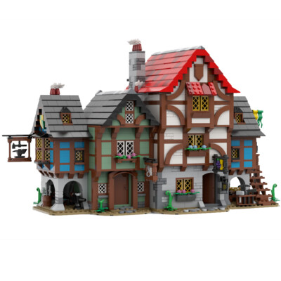 MOC-150889 Medieval Building Model with Shop and Tailor's House 2421 Pieces