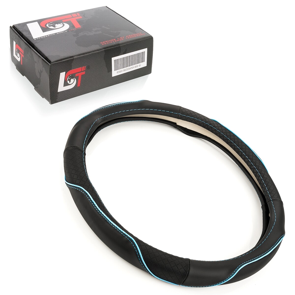 Steering Wheel Cover Ø 38X9Cm 15X3.5 Inches Black Blue For LANCIA