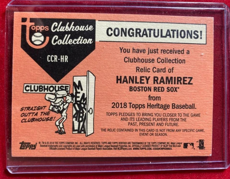 Hanley Ramirez 2018 Topps Heritage Clubhouse Collection Relics MEM #CCRHR - Image 2 of 2