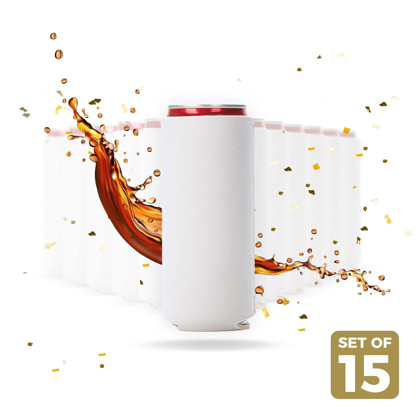 15 Pack Blank Can Sleeve 12oz Sublimation Neoprene Skinny Can Bottle Coolers DIY