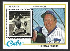 1978 TOPPS #234  Herman Franks  CHICAGO CUBS  EX-MINT+   A