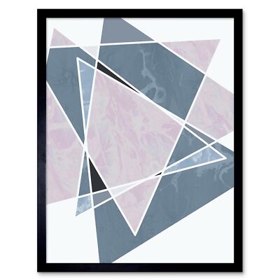 Abstraktes Muster Flieder Dreiecke künstlerische Form Design 12 x 16 Zoll gerahmter Druck
