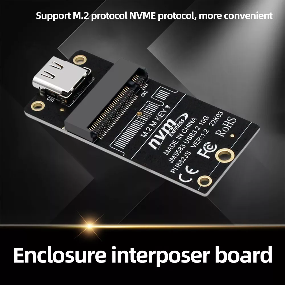 M.2 To Type-C HDD Case Adapter Board 10Gbps Support 2230 2242 2260 2280 Size SSD