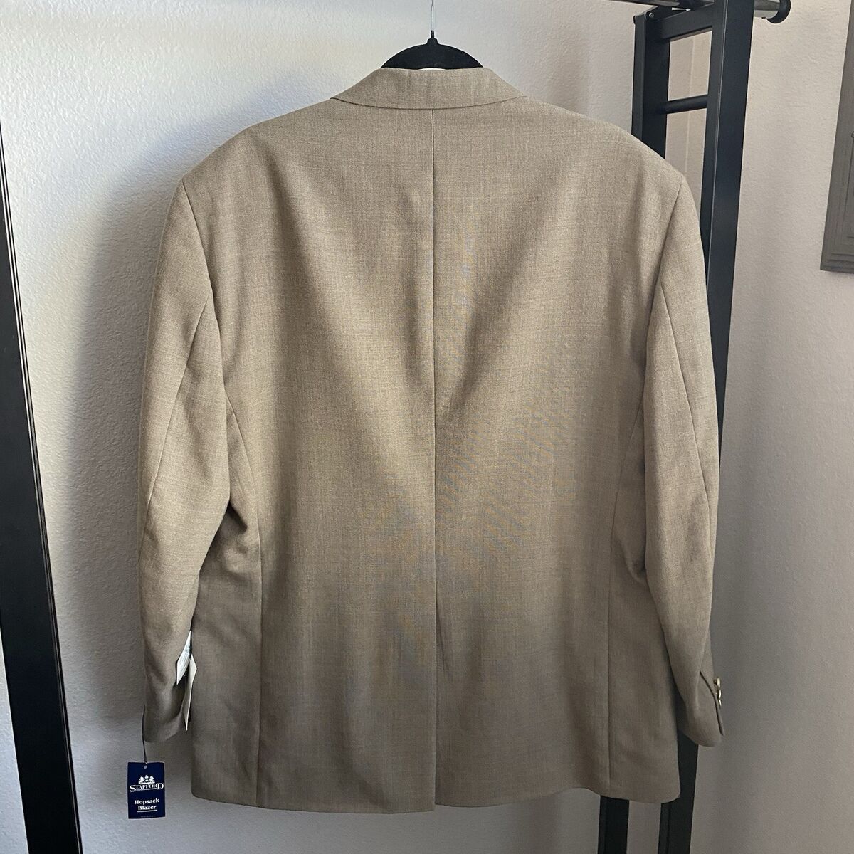 NWT Stafford Hopsack Blazer 44R Tan Poly Wool Performance NWT Stafford Hopsack Blazer 44R Tan Poly Wool Performance