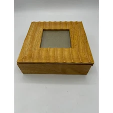 Vintage UMBRA Wooden Keepsake Box Picture Frame Lid Decorative Storage Container
