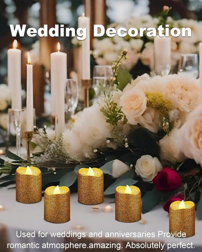 LOGUIDE Gold Flameless Votive Candles,24 Pack Battery Operated Gold24 - Picture 4 of 6