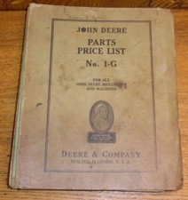 Vintage 1949 John Deere Repair Price List Catalog No. 1-G
