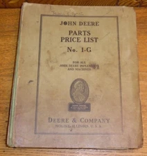 Vintage 1949 John Deere Repair Price List Catalog No. 1-G
