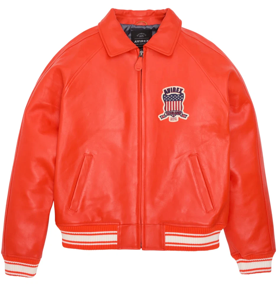 Chaqueta para Hombres AVIREX 100% Cuero de Cordero Real Chaqueta de Aviador Americano Bombardero Foto 3 de 4