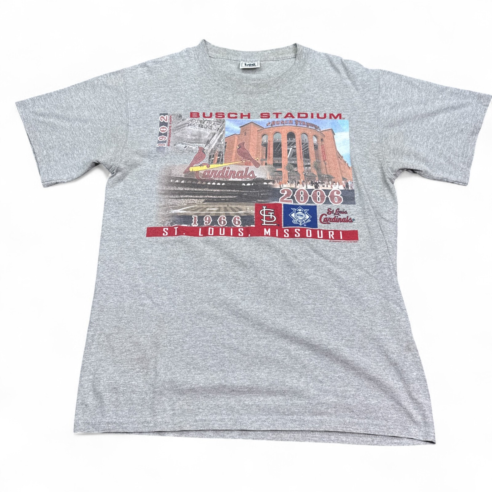 Vintage St. Louis Cardinals T Shirt Mens Size Large Gray Y2K MLB Stadium Logo