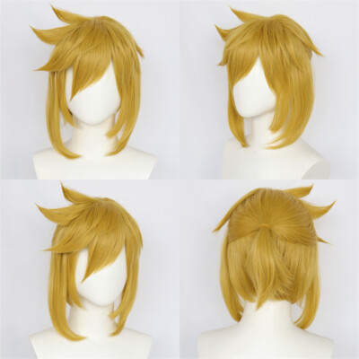The Legend of Zelda Link Short Golden Yellow Pony Tail Wig Hair Cosplay Costume