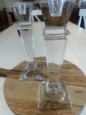 Pair of Shannon Crystal 10" Candlesticks, 24% Lead Crystal "Empire" Pattern, EUC