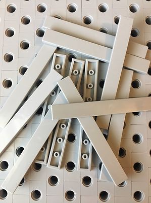 Lego Light Gray Grey 1x8 Smooth Finishing Flat Tiles Modular Buildings 12 Pcs