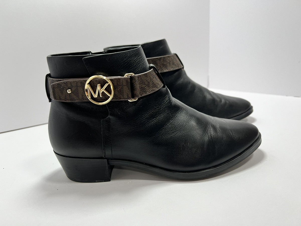 Michael Kors Harland Chelsea Bootie Black Leather MK Ankle