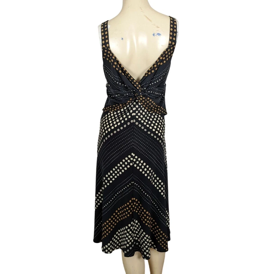 JONES NEW YORK dress sz 14 black white polka dot sleeveless low cut front back - Image 4 of 4