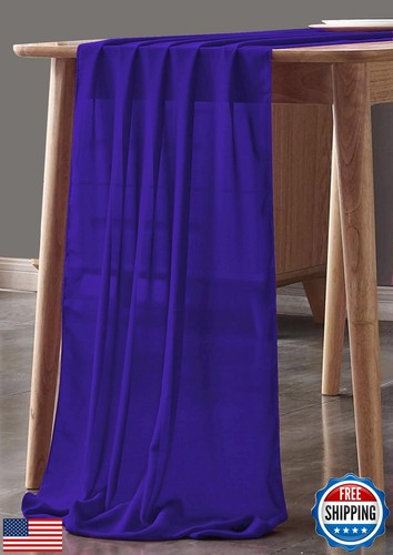 MDS Pack of 5 | Royal Blue | 14ft Chiffon Table Runner 29x170 Inches Long Rom - Picture 3 of 5