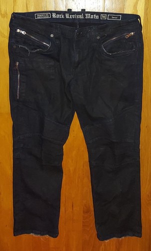 ROCK REVIVAL MOTO TANIEL HERREN DISTRESSED REISSVERSCHLÜSSE TAPERED JEANS GRÖSSE 38 X 30 - Bild 11 von 13