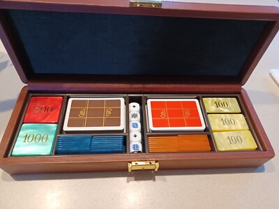Renzo Romagnoli Luxury Leather Vintage Poker Set Made in ItalyLock & Key RARE