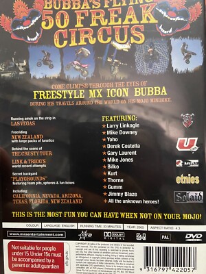 Bubba's Flying 50 Freak Circus region 4 DVD (bikes / motocross
