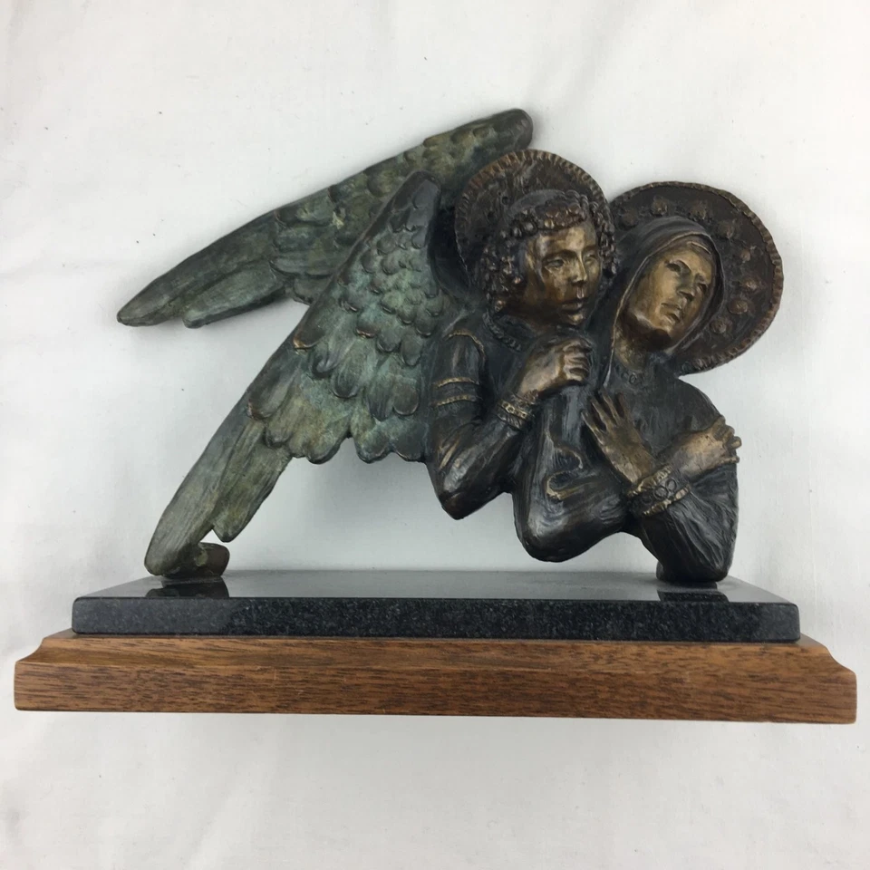 Angel Bronze de L. Kircher, Mary and Her Guide #4/100 9X9X4 Foto 3 de 4