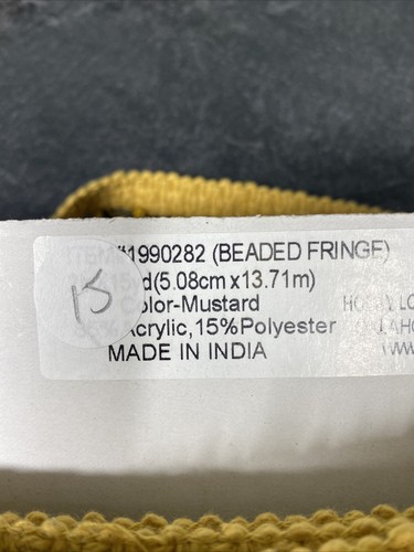 Beaded Fringe Mustard Yellow Acrylic Beads Polyester Trim Sold by Yard - Picture 5 of 5