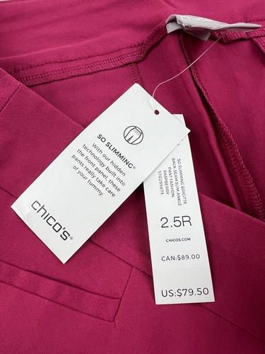 CHICOS So Slimming Brigitte Ankle Pants Women's Sz 2.5 Slim Leg Raspberry NWT - Picture 5 of 16