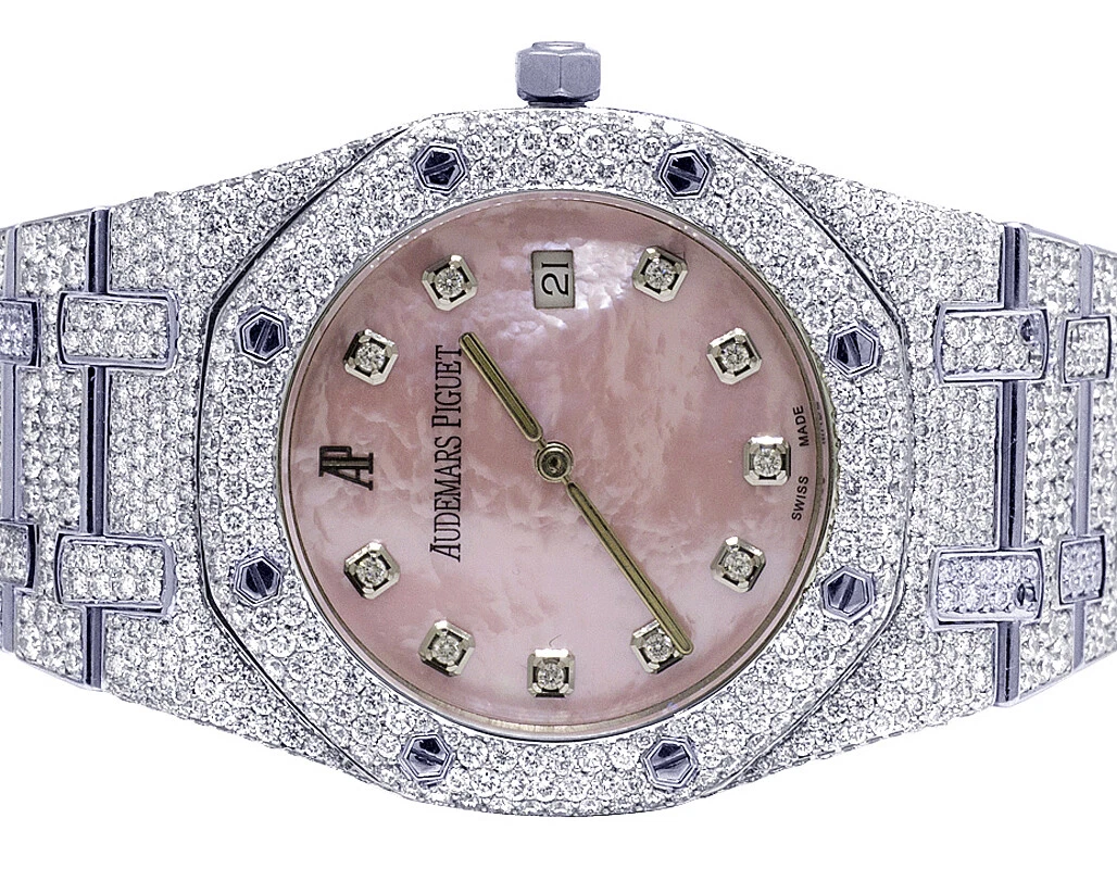 Audemars Piguet — Ladies Audemars Piguet Royal Oak 35MM S.Steel Pink Dial Diamond Watch 12.5 Ct