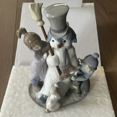 Lladro 5713 Snowman Children w/Box Spain Muneco de nieve Vintage Excellent - Picture 2 of 17