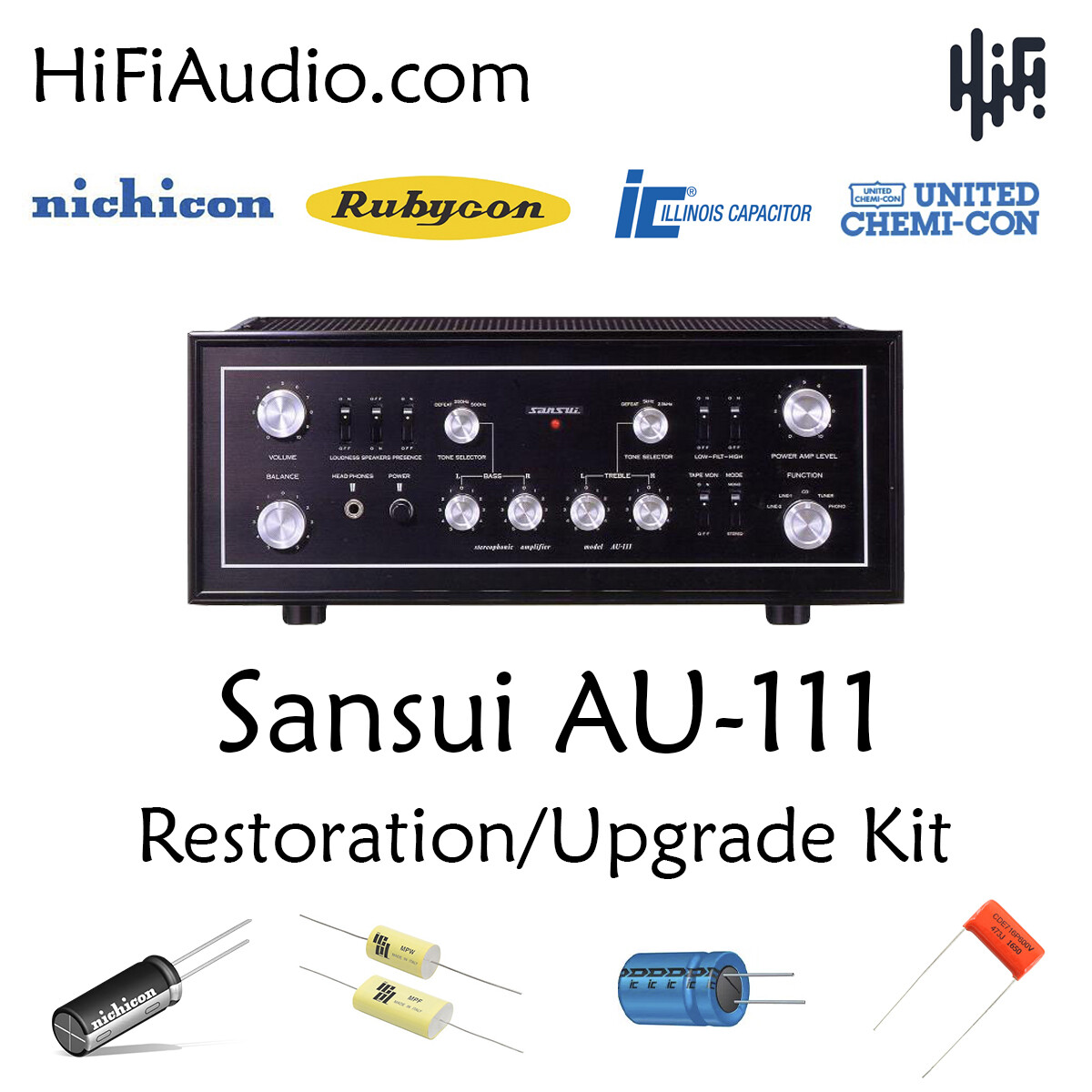 Sansui AU-111 amplifier rebuild restoration Capacitor Kit fix